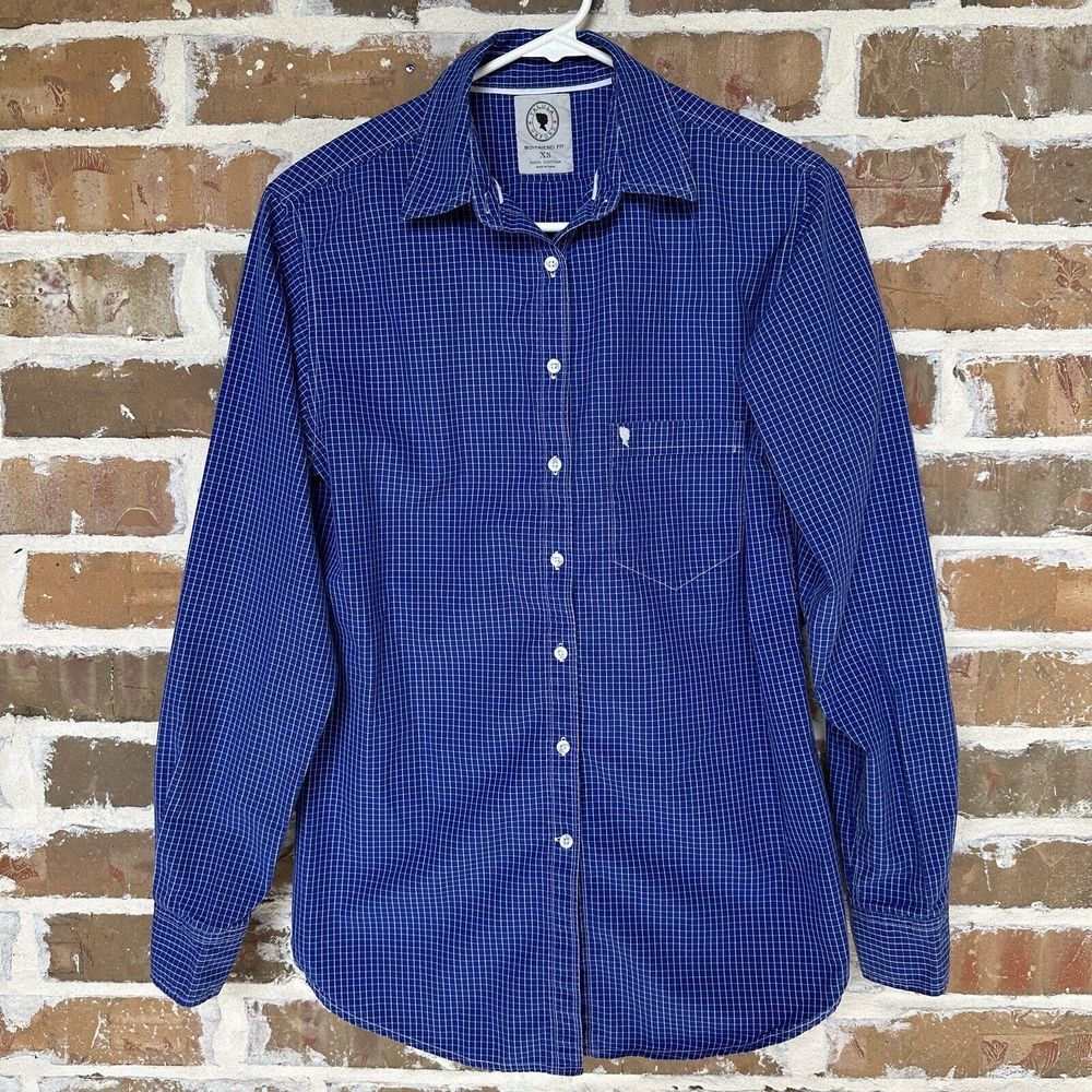 Talula Oxford Boyfriend Shirt Extra Small Blue White Striped Long Sleeve Button